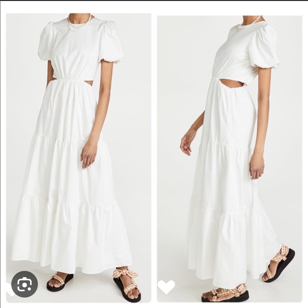 Wayf Plaza Cutout Sleeve White Dress